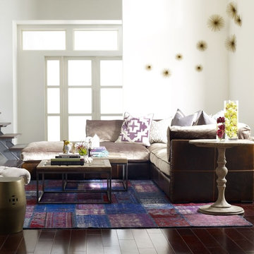 Aberdeen Chenille & Leather Corner Sectional Sofa