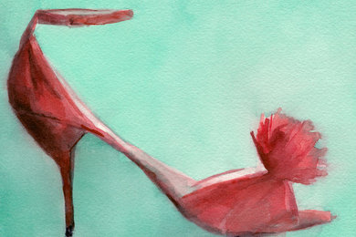High Heel Red Shoe Watercolor