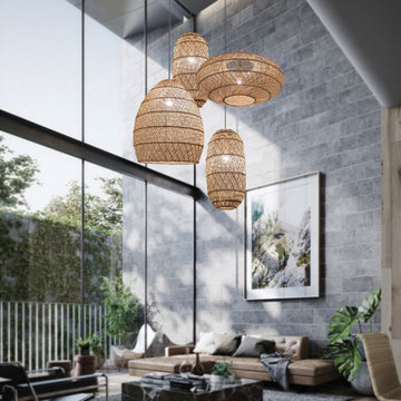 Bamboo Lampshade, Bamboo Pendant Light Rattan Light For Kithchen Living Room
