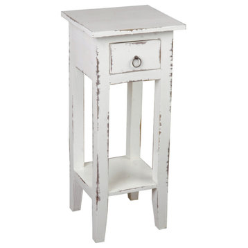 Sunset Trading Cottage Narrow Side Table, Distressed, White Washed