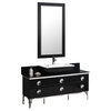 Moselle 59" Glass Vanity, Mirror, Black, Fortore Chrome Faucet