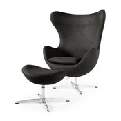 Kardiel Amoeba Cashmere Chair and Ottoman, 2-Piece Set, Charcoal Tweed