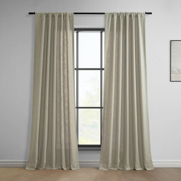 Light Taupe Classic Faux Linen Curtain Single Panel, 50W x 108L