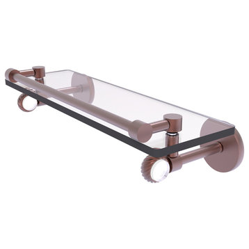 Clearview 16" Gallery Rail Glass Shelf with Twisted Accents, Antique Copper