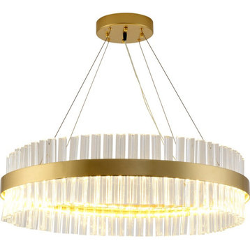 Roccapina | Contemporary Gold Round Crystal Chandelier, 15.8''