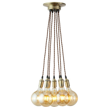7 Pendant Light Cluster Modern Pendant Light Chandelier Brown With Antique Brass
