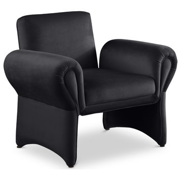 Fleurette Velvet Accent Chair, Black