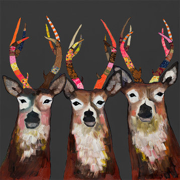 "Designer Deer on Charcoal" Canvas Wall Art by Eli Halpin, 14"x14"