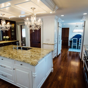 White Kitchen with Blue China Hutch