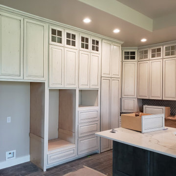 White Glazed with multi step blue finished island