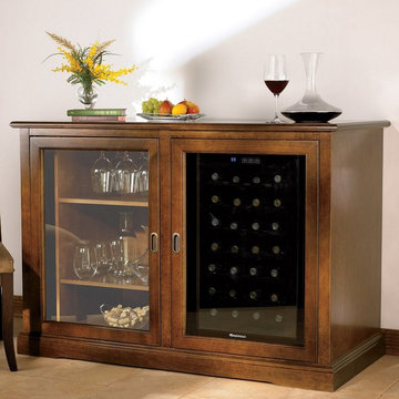 Wine Enthusiast Siena Wine Credenza - Walnut with Two Wine Refrigerators 335-91-