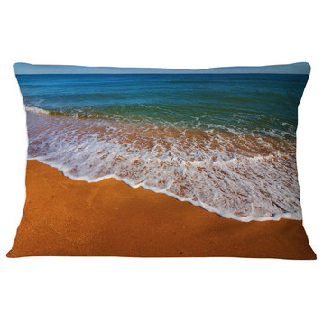 Seashore Summer White Waves Modern Beach Throw Pillow, 12"x20"