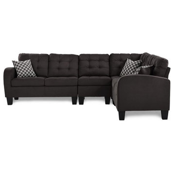 Lexicon Sinclair Upholstered Reversible Sectional Sofa in Chocolate