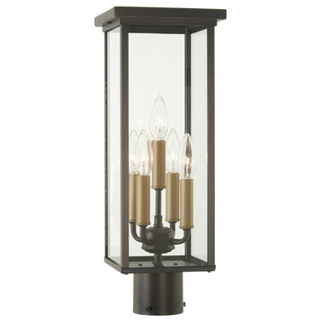 Minka-Lavery 5-Light Post Mount, Casway, Oil Rubbed Bronze With  Gold High