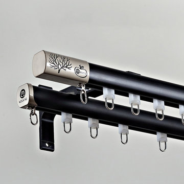 CHR55 White Silver Black Aluminum alloy Curtain Rod Set With Rollers For living