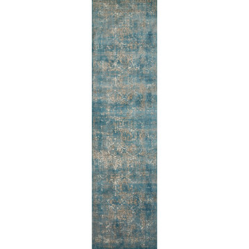 Easy Care Millennium Area Rugs by Loloi, Blue/Taupe, 2'8"x7'6"