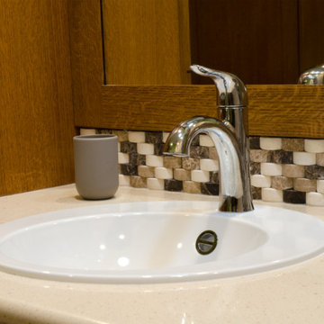 The unique rounded stone backsplash was a welcome addition.
