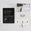 Dagny Organizer With Chalkboard, Mail Holder and Key Hooks, Small, White