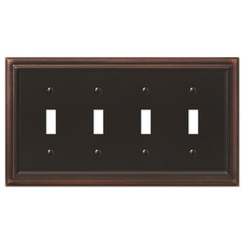 Continental Cast 4-Toggle Wall Plate, Aged Bronze