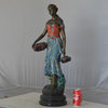 Beautiful lady with grapes bronze statue  - Size: 14"L x 6"W x 20"H.