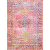 Traditional Vintage Faded Diamonds Area Rug, Pink, 8'x10'