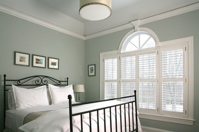 Example of a mid-sized classic guest bedroom design in New York with green walls