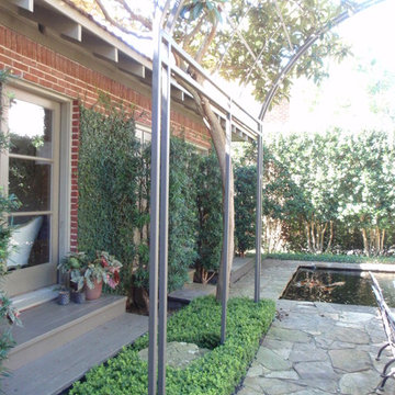 Metal Arbor, fencing and koi pond