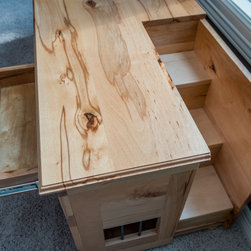 Small Double Kennel Bench with Drawers and Steps - Dog Kennels And Crates