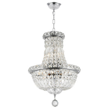 French Empire 6-light Full Lead Crystal Chrome Finish Traditional Chandelier