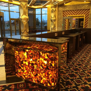 Luxury Agate Cezane Semi Precious Stone Hotel Desk / Lobby