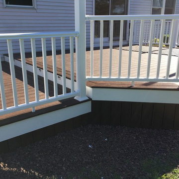 Trex Transcend decking, Picture frame, white trim, vinyl railings