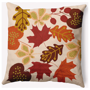 20" x 20" Fall Leaves Indoor/Outdoor Polyester Throw Pillow, Sienna