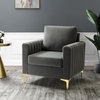 Velvet Comfor Club Chair With Arms&Metal Legs, Gray