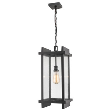 Fallow Collection 1 Light Outdoor Chain Mount Ceiling Fixture in Black Finish