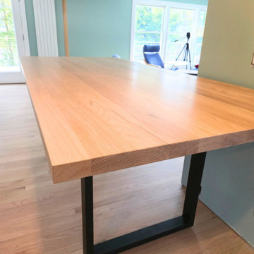 Modern White Washed Red Oak Dining Table | Custom Solid Hardwood Table for 8