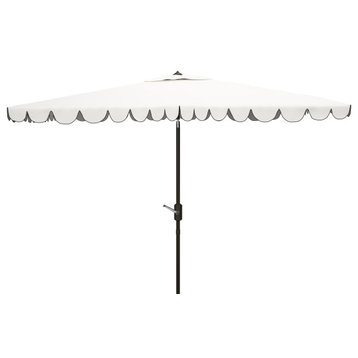 Safavieh Safvieh Venice 6.5 x 10 Rectangle Crank Umbrella, White/Black