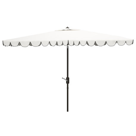 Safavieh Safvieh Venice 6.5 x 10 Rectangle Crank Umbrella, White/Black