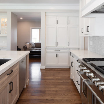 White Inset Cabinets with Knotty White Oak Island