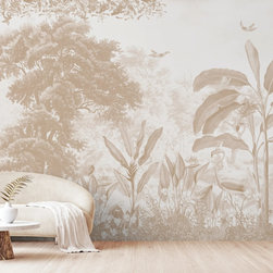 Jhurmut Tropical Theme Designer Wallpaper Sepia Color - Wallpaper