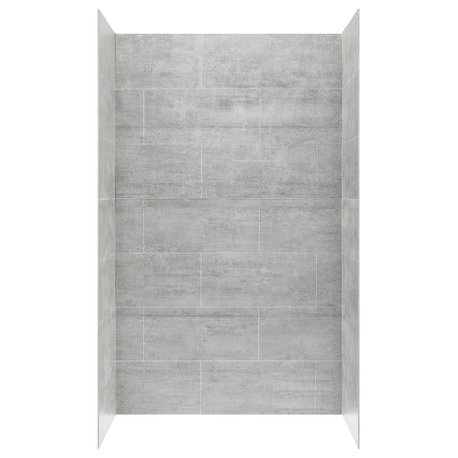 OVE Decors Misty 48x32" Solid Surface Alcove Shower Wall, Gray Tiles