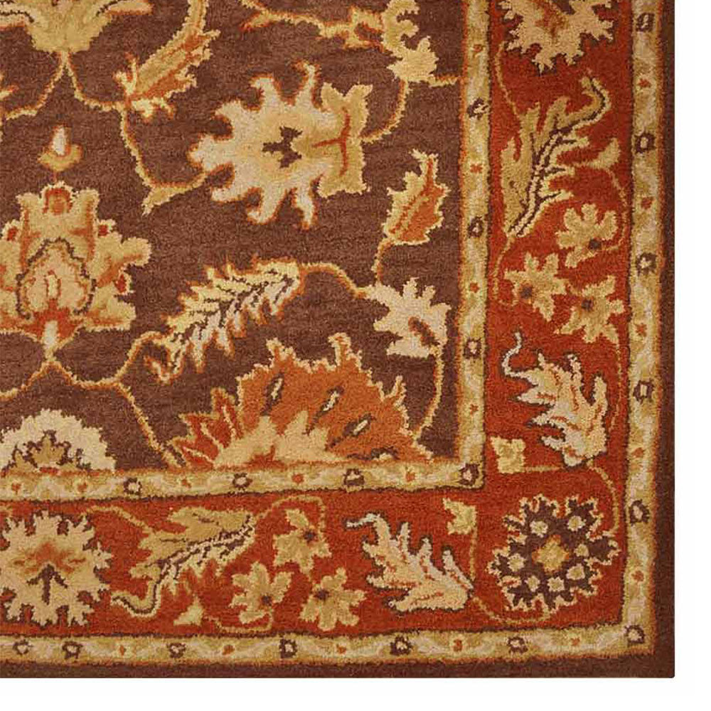Hand Tufted Wool Area Rug Oriental Brown Rust, [Round] 8'x8 ...
