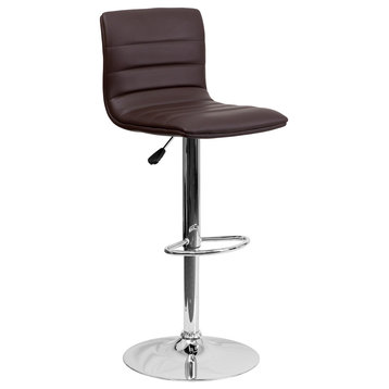 Flash Furniture 25" to 33" Striped Bar Stool in Brown with Chrome Base