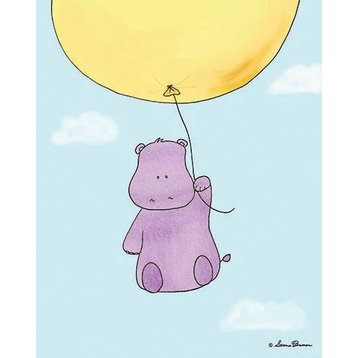 Up Up and Away - Hippo, Ready To Hang Canvas Kid's Wall Decor, 8 X 10