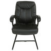 Executive Black Faux Leather Visitor Chair With Contrast Stitching, Black