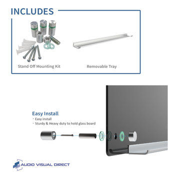 Non-Magnetic Black Glass Dry-Erase Board Set Audio-Visual Direct, 23 5/8"x35 1/2