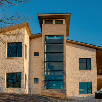Milgard Black Fiberglass and Aluminum Windows and Doors - TX Lake House