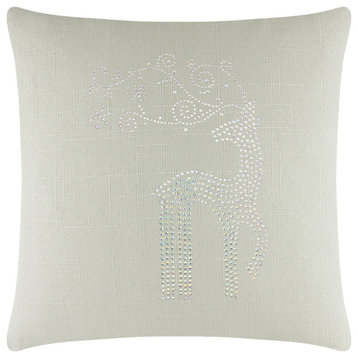Sparkles Home Rhinestone Reindeer Pillow, Linen, 16x16