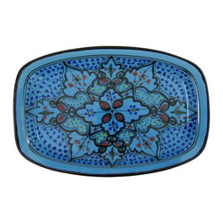 Le Souk Ceramique - Rectangular Stoneware Platter Sabrine Design - Serving Dishes And Platters