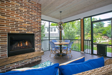 Warm up on those cold evenings by the porch's fireplace!