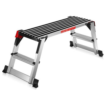 Costway Aluminum Step Stool Work Platform Folding Bench Ladder 330lbs Capacity
